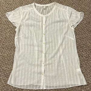 Banana Republic Sheer Short Sleeve Striped Blouse Top